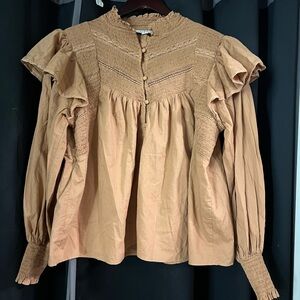 Topshop Beige Ruffle Blouse